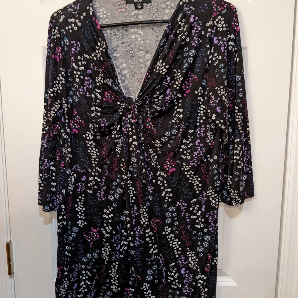 Ellos Knit knot front shirt top blouse 16/20 L Floral